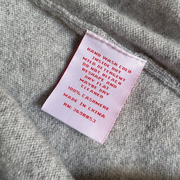 JENNIE LIU 100% Pure Cashmere Belted Lux Wrap Cardigan Robe - Light Grey - Picture 10 of 13